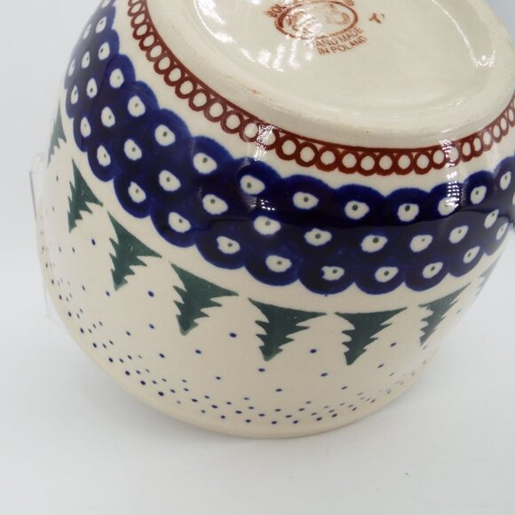 Boleslawiec Polish Pottery Evergreen Pine Tree Serving Bowl 5" high 8" diameter - Picture 6 of 6